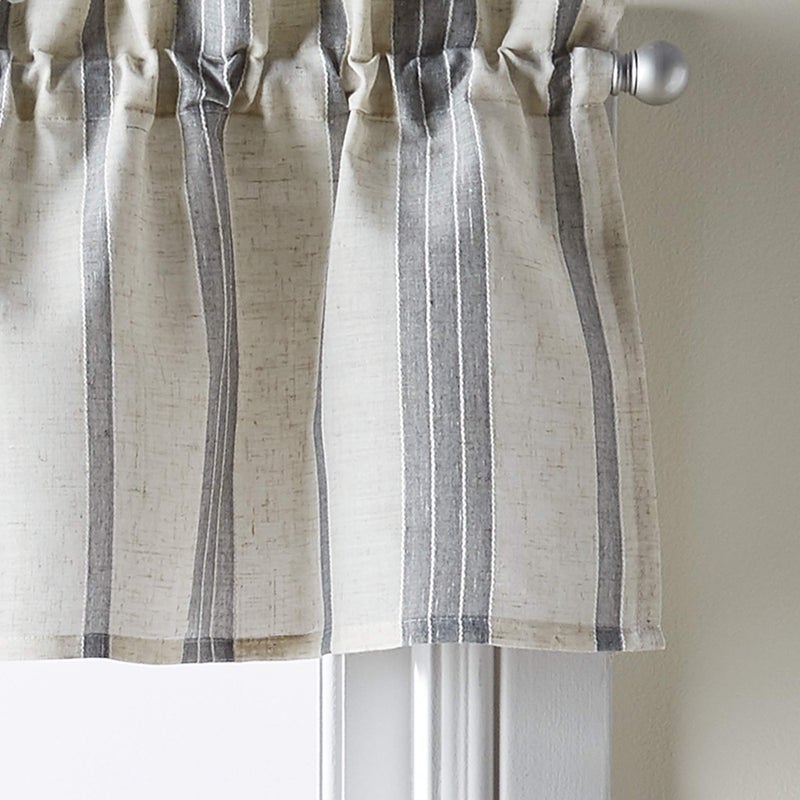CHF McKenzie Striped Window Kitchen Curtain Valance, Rod Pocket, 58W x 14L inch, Grey - Image 3